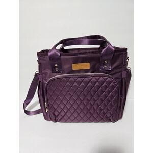 Yitote Quilted Purple LARGE Lunch Bag Insulated~Shoulder Strap~Bottle Holder~